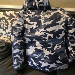 Canada Goose Womens Blue and White Camo Puffer Jacket